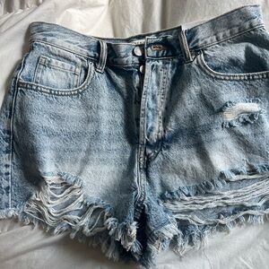 PacSun Blue Distressed Jean Shorts High-Waisted